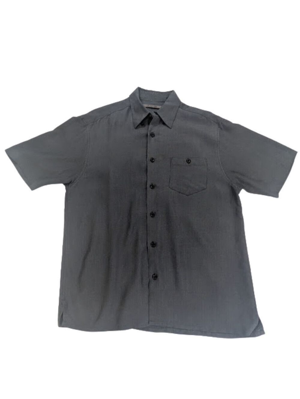 Axis Men's Short Sleeve Button Up Shirt Charcoal Gray Minimalist Dadcore Size M